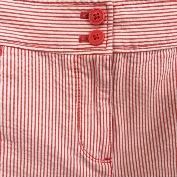 Tommy Bahama | Seersucker Coral & White Stripe Tracy Trouser Shorts Size 10 - Picture 2 of 5